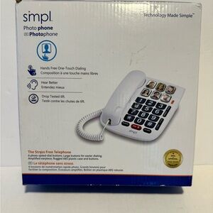 Simpl Photo Phone with large keys and pictures, for land lines, no power needed